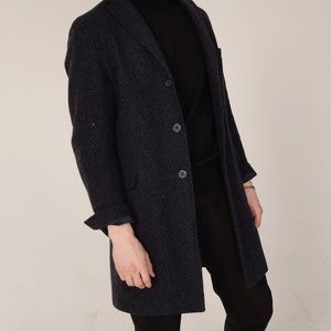 Navy diamond knit longline coat